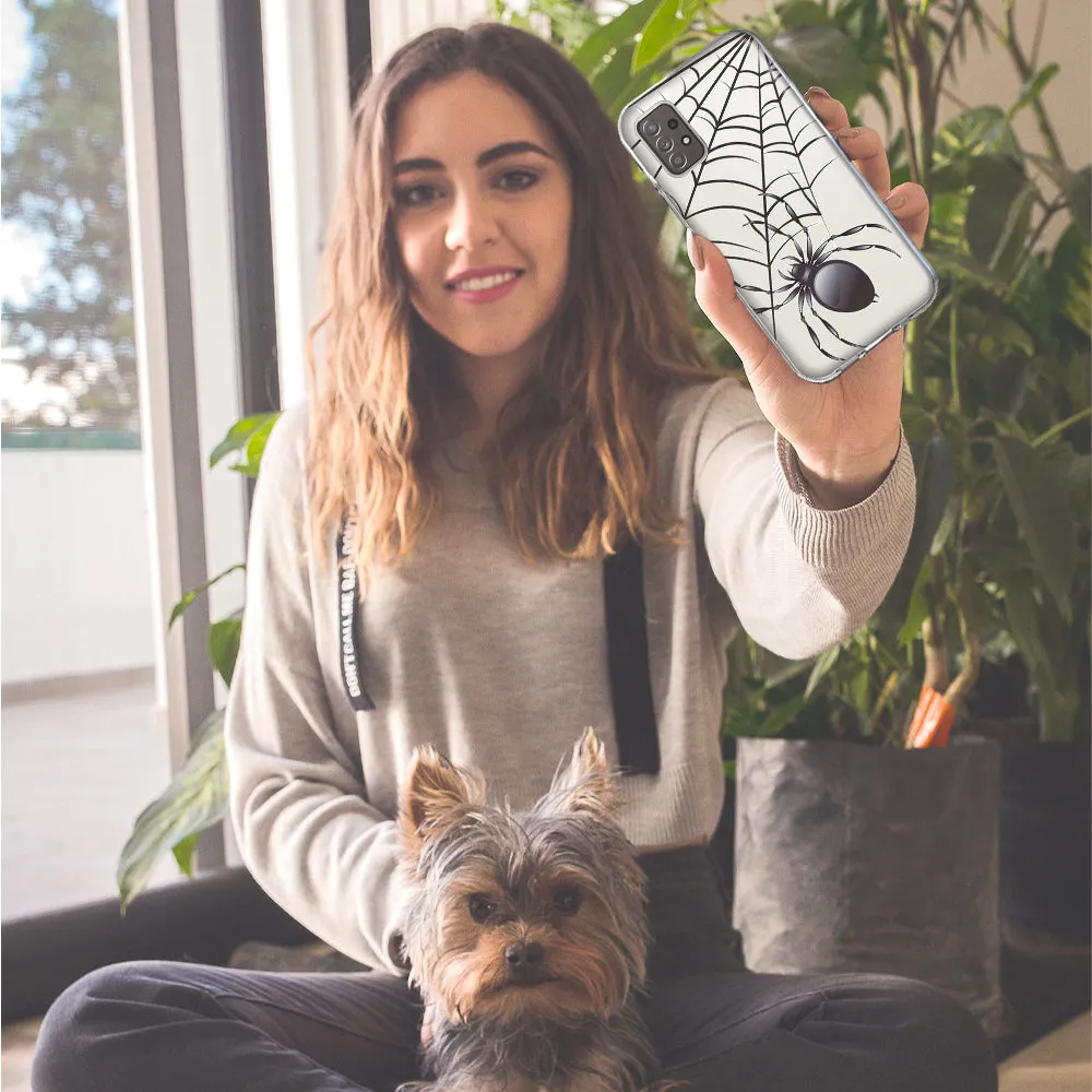 For Samsung Galaxy S10 Creepy Black Spider Web Halloween Horror Spooky Design Hybrid Protective Phone Case Cover