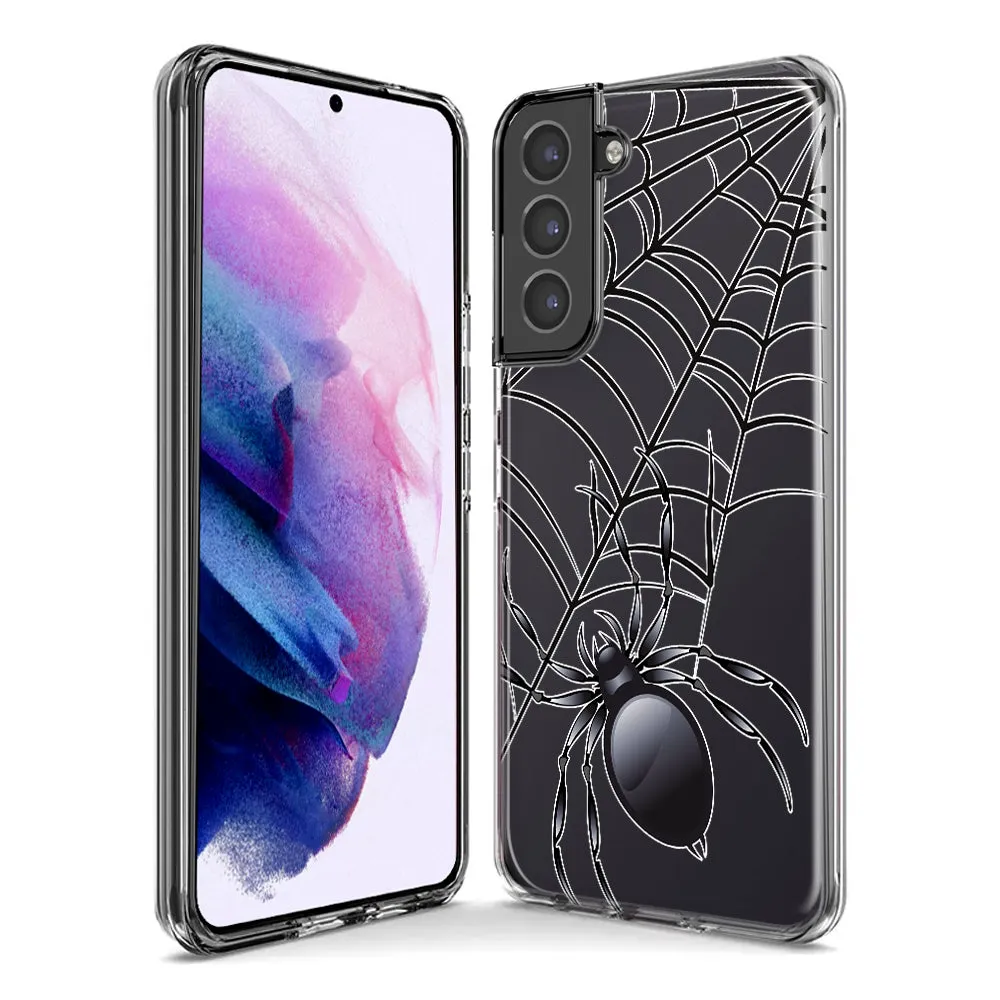 For Samsung Galaxy S10 Creepy Black Spider Web Halloween Horror Spooky Design Hybrid Protective Phone Case Cover