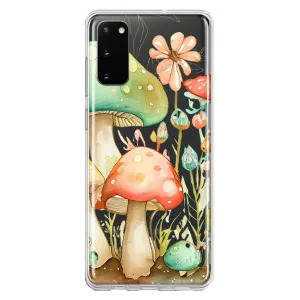 For Samsung Galaxy S20 Fairy Tale Watercolor Mushrooms Pastel Spring Flowers Floral Design Hybrid Protective Phone Case Cover