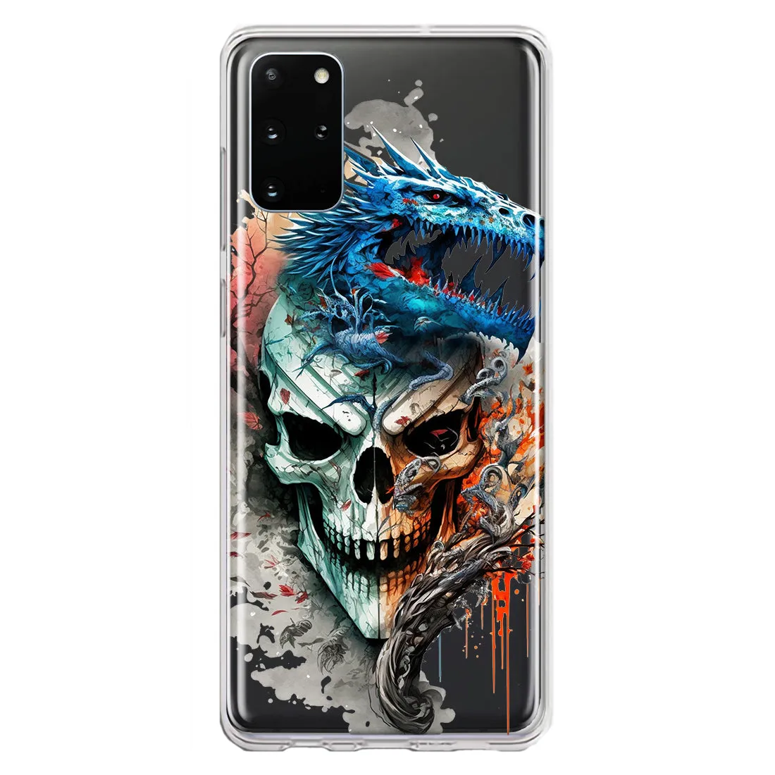 For Samsung Galaxy S20 Plus Fantasy Blue Dragon Dream Skull Double Layer Phone Case Cover