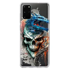 For Samsung Galaxy S20 Plus Fantasy Blue Dragon Dream Skull Double Layer Phone Case Cover