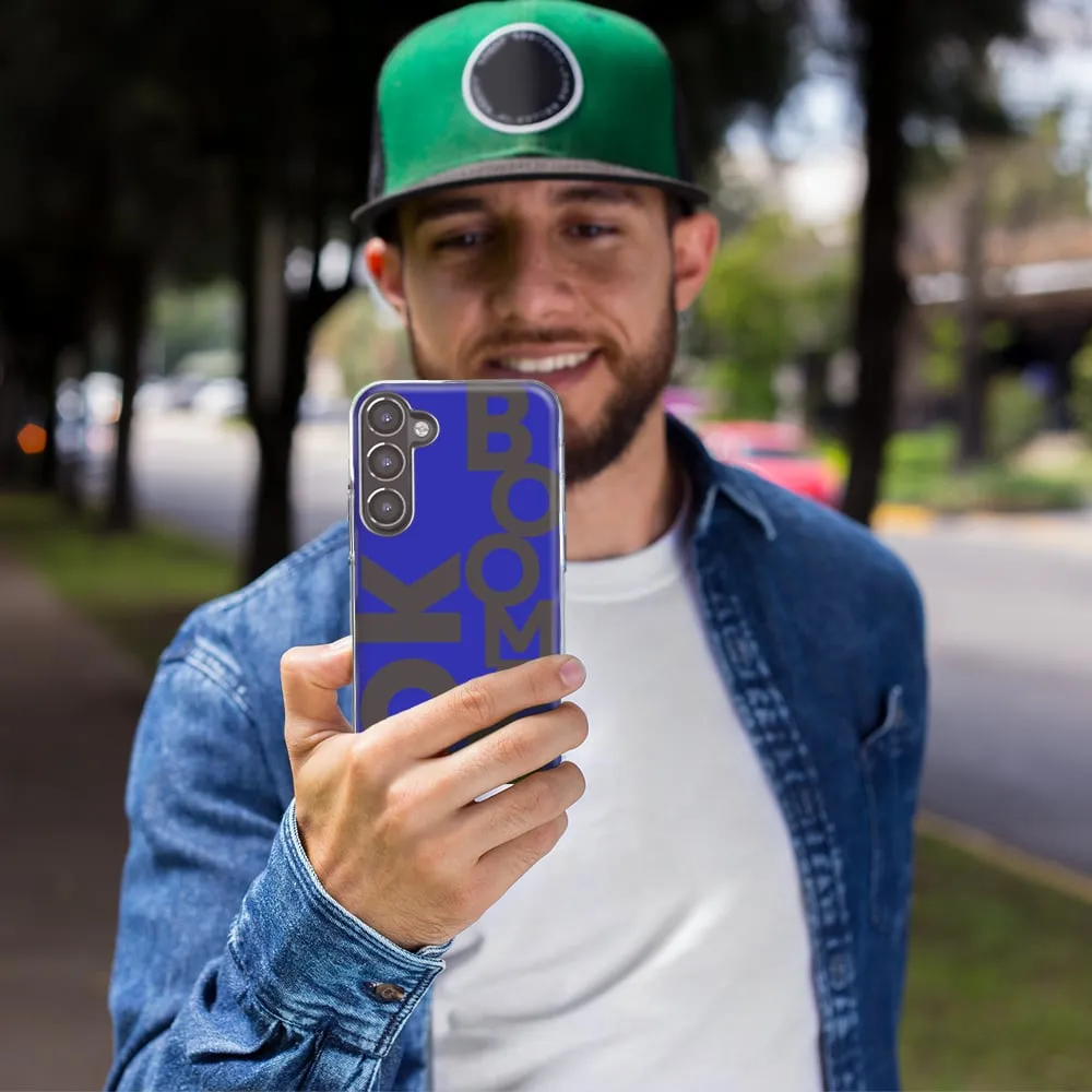 For Samsung Galaxy S21 Blue Clear Funny Text Quote Ok Boomer Design Hybrid Protective Phone Case Cover