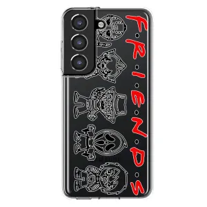 For Samsung Galaxy S21 FE Cute Halloween Spooky Horror Scary Characters Friends Design Hybrid Protective Phone Case Cover