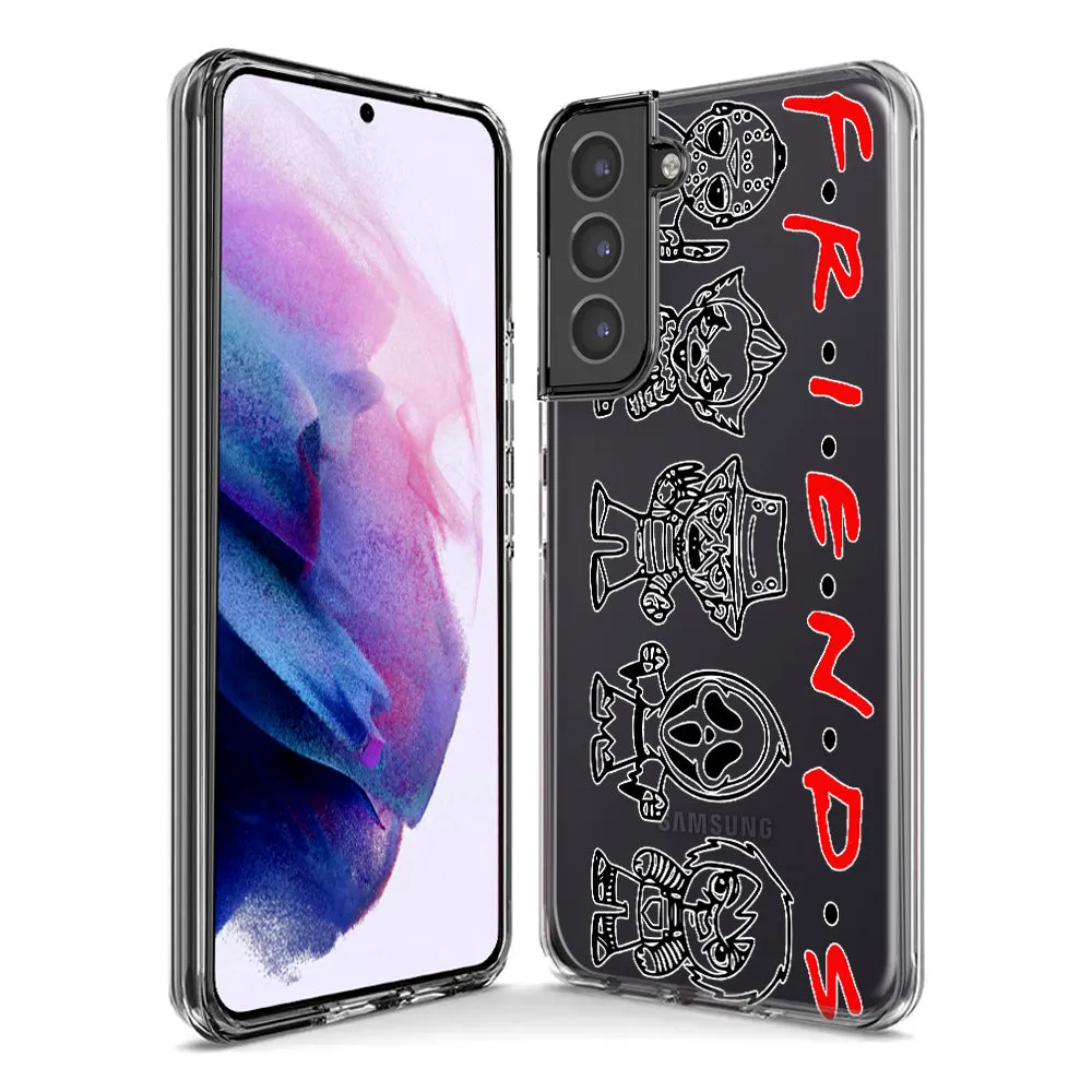 For Samsung Galaxy S21 FE Cute Halloween Spooky Horror Scary Characters Friends Design Hybrid Protective Phone Case Cover