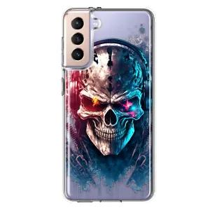 For Samsung Galaxy S21 FE Cyberpunk Machine Headphones Skull Double Layer Phone Case Cover