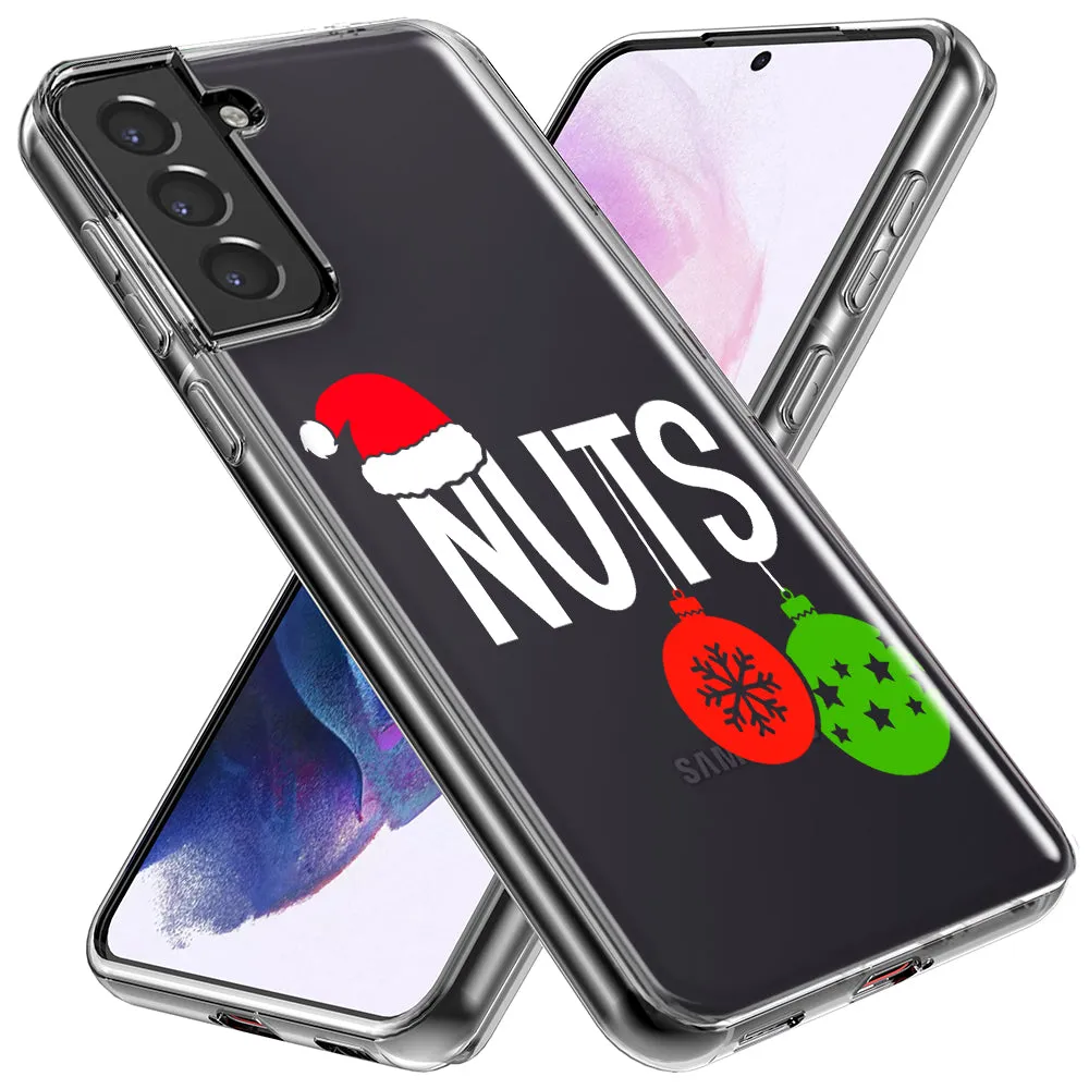 For Samsung Galaxy S22 Ultra Christmas Funny Couples Chest Nuts Ornaments Design Hybrid Protective Phone Case Cover