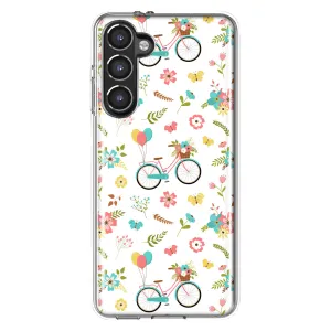 For Samsung Galaxy S23 Plus Cute Spring Floral Bicycles Slim Shockproof Hard Shell TPU Case Heavy Duty Protective Phone Cover