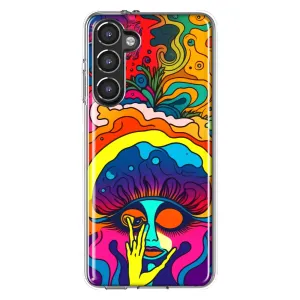 For Samsung Galaxy S23 Plus Neon Rainbow Psychedelic Trippy Hippie Big Brain Design Hybrid Protective Phone Case Cover