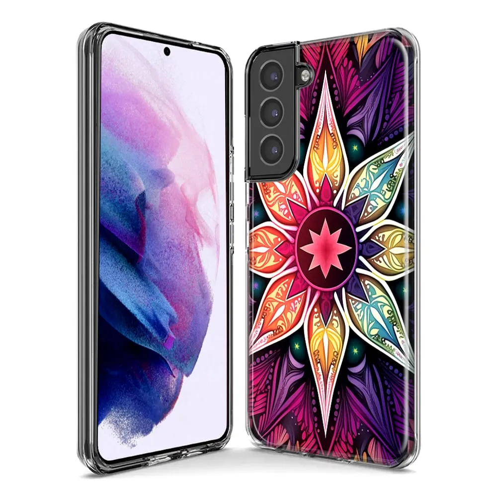 For Samsung Galaxy S23 Ultra Mandala Geometry Abstract Star Pattern Design Hybrid Protective Phone Case Cover