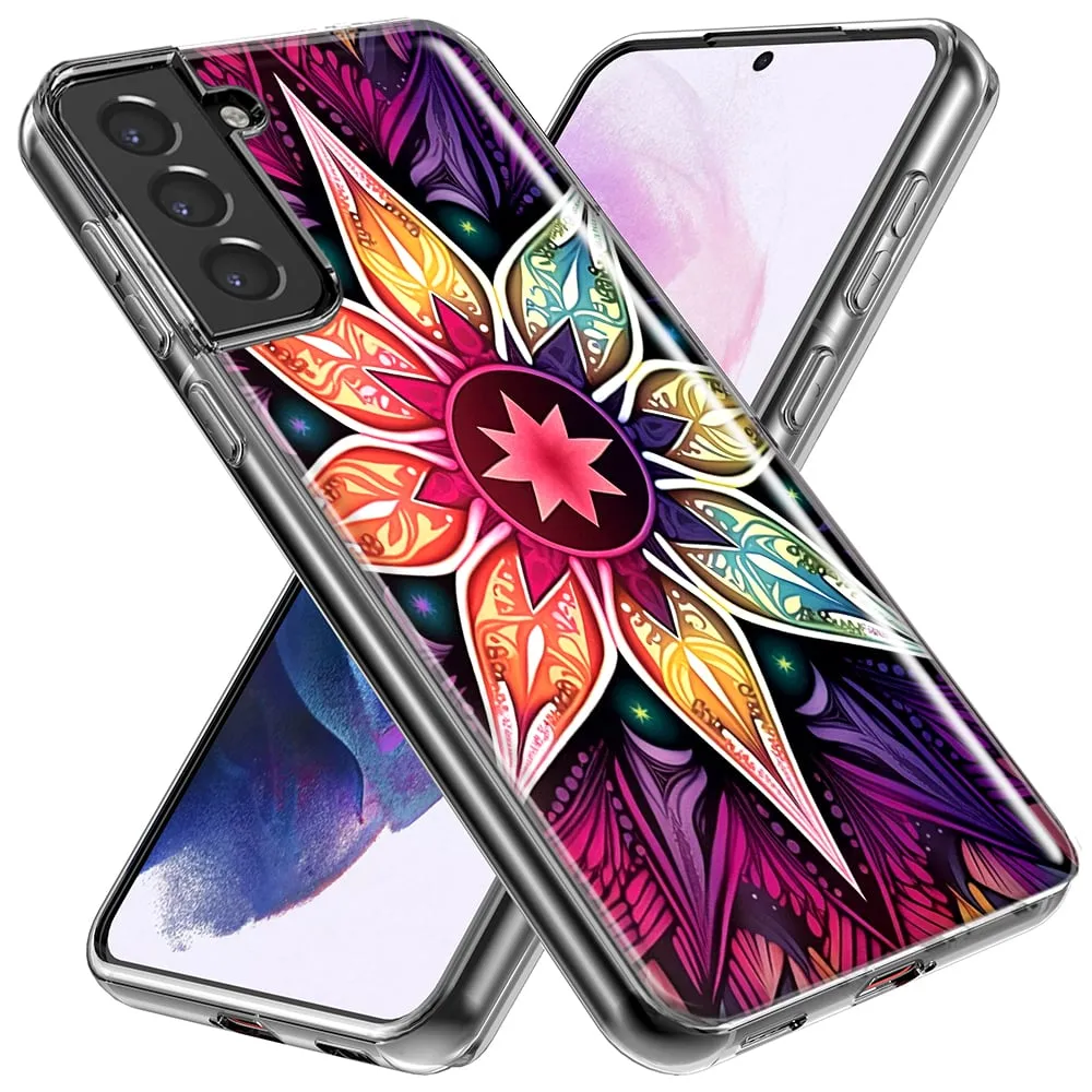 For Samsung Galaxy S23 Ultra Mandala Geometry Abstract Star Pattern Design Hybrid Protective Phone Case Cover