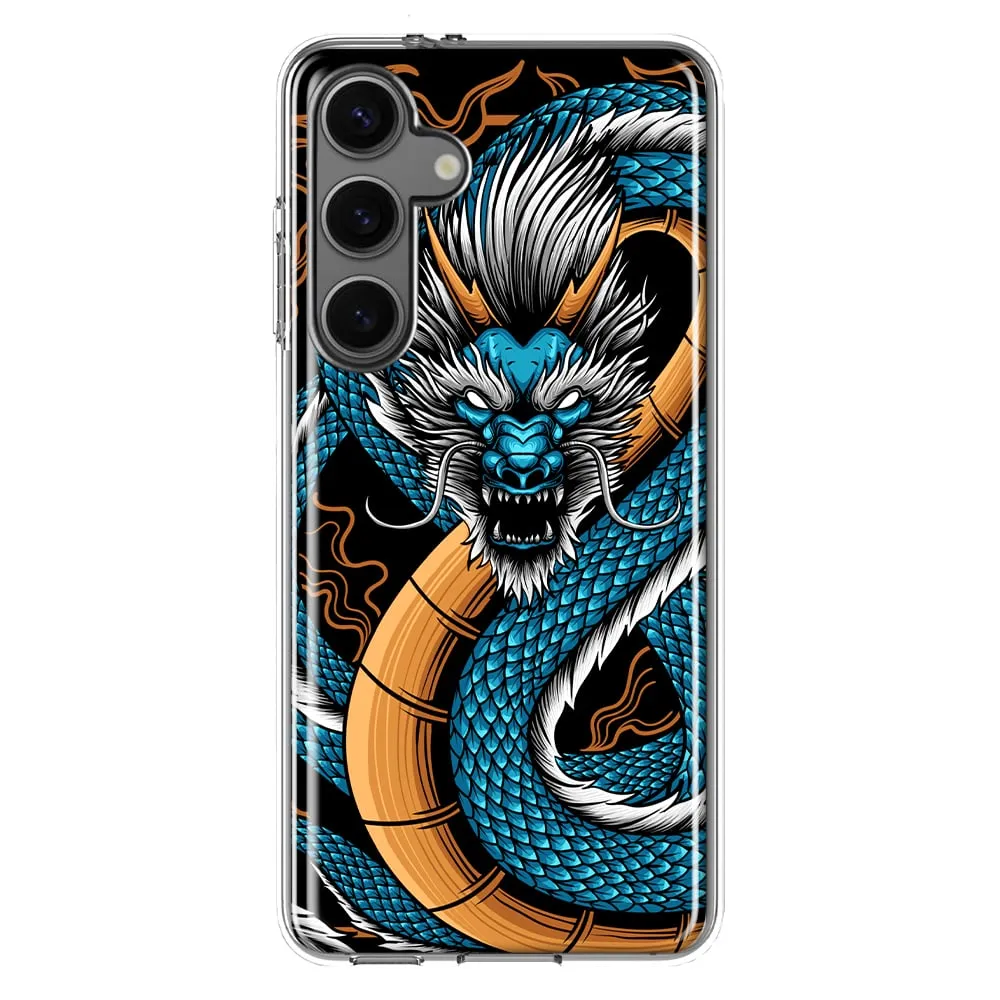 For Samsung Galaxy S24 Blue Dragon Slim Shockproof Hard Shell TPU Case Heavy Duty Protective Phone Cover