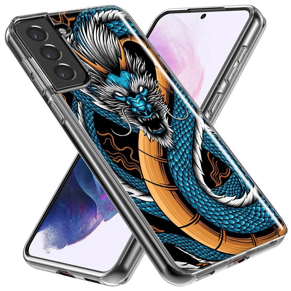 For Samsung Galaxy S24 Blue Dragon Slim Shockproof Hard Shell TPU Case Heavy Duty Protective Phone Cover