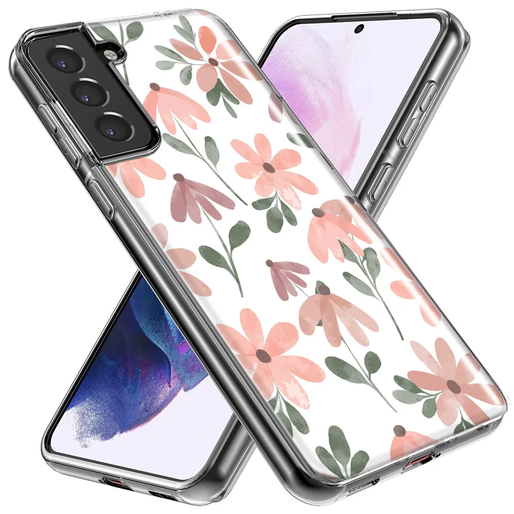 For Samsung Galaxy S24 Plus Cute Pink Flowers Slim Shockproof Hard Shell TPU Case Heavy Duty Protective Phone Cover