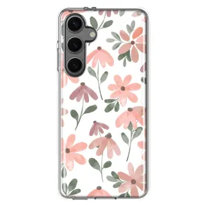 For Samsung Galaxy S24 Plus Cute Pink Flowers Slim Shockproof Hard Shell TPU Case Heavy Duty Protective Phone Cover