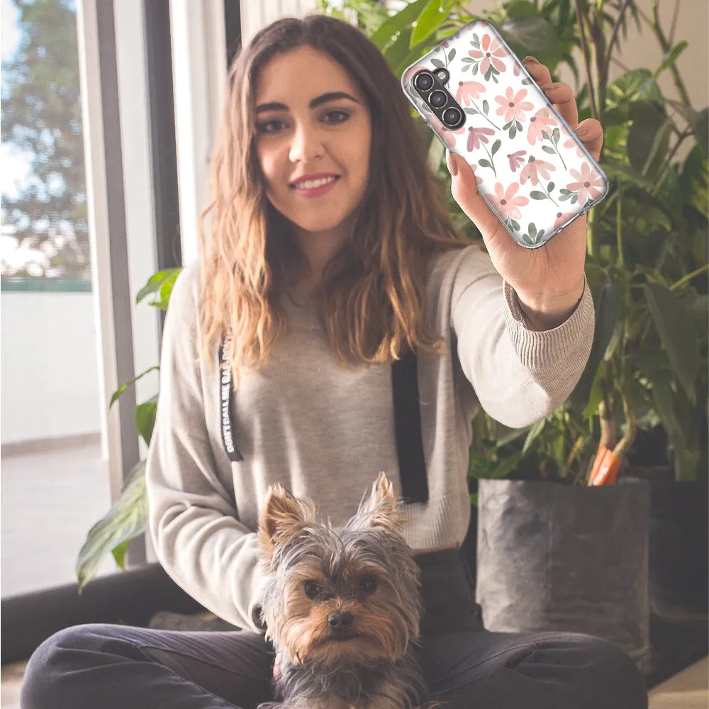 For Samsung Galaxy S24 Plus Cute Pink Flowers Slim Shockproof Hard Shell TPU Case Heavy Duty Protective Phone Cover