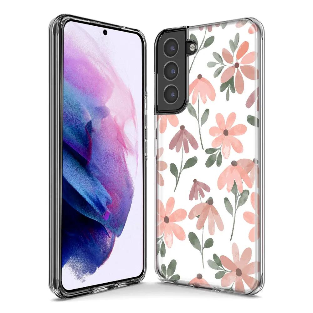 For Samsung Galaxy S24 Plus Cute Pink Flowers Slim Shockproof Hard Shell TPU Case Heavy Duty Protective Phone Cover