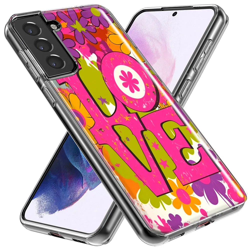 For Samsung Galaxy S9 Pink Daisy Love Graffiti Painting Art Design Hybrid Protective Phone Case Cover