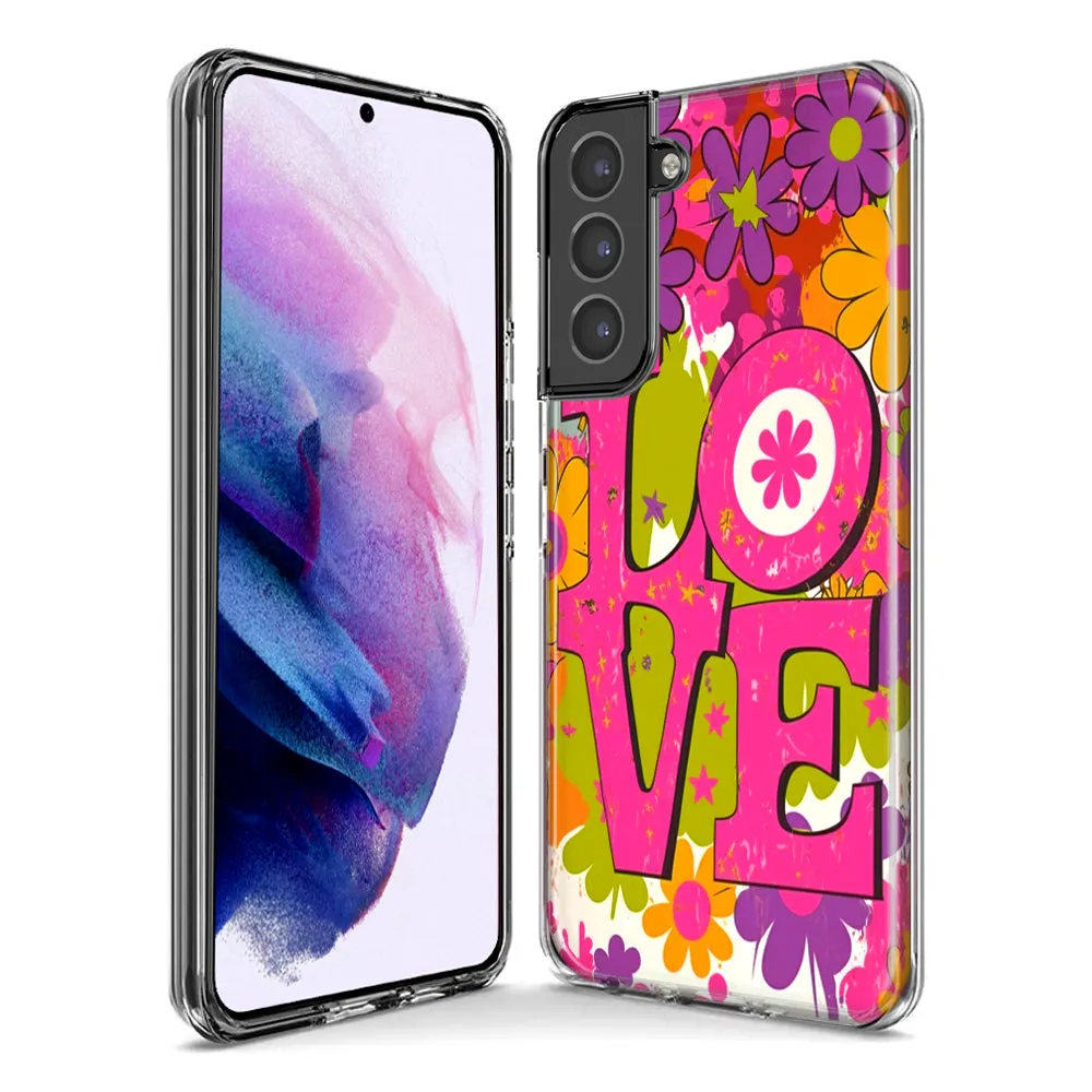 For Samsung Galaxy S9 Pink Daisy Love Graffiti Painting Art Design Hybrid Protective Phone Case Cover