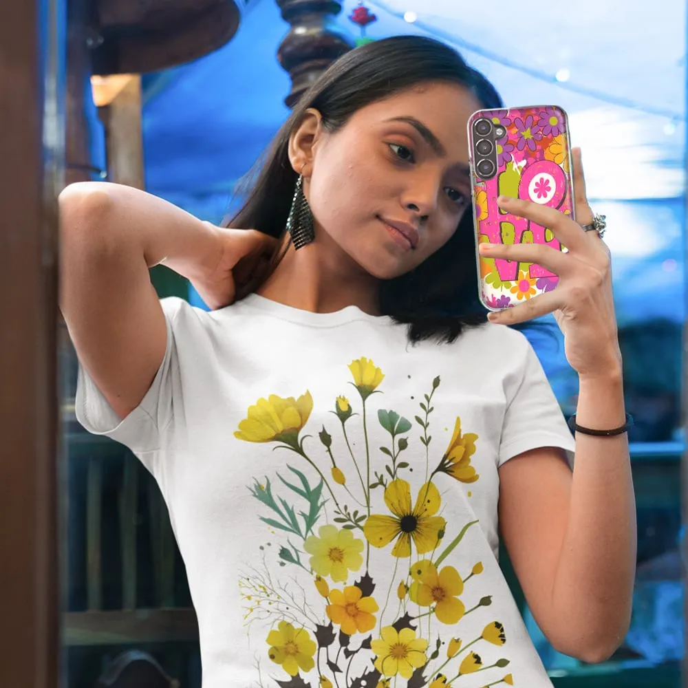 For Samsung Galaxy S9 Pink Daisy Love Graffiti Painting Art Design Hybrid Protective Phone Case Cover