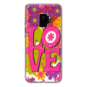 For Samsung Galaxy S9 Pink Daisy Love Graffiti Painting Art Design Hybrid Protective Phone Case Cover