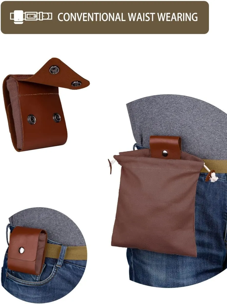 Foraging Bag Adjustable Shoulder Strap Canvas Foraging Pouch for Hiking, Bushcraft, Collapsible Belt Bag for Collecting Mushrooms, Rocks, Seashells