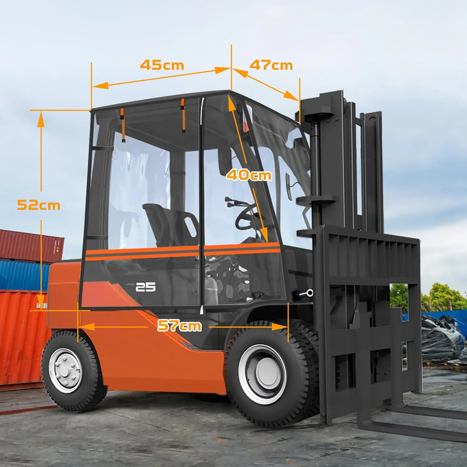 Forklift Cover for Rain,EVA Transparent&600D Oxford Coated Silver Cloth,Forklift Capacity Up to 6000 Lbs,57"L x 47"W x 52"H,Sun Rain Snow UV with Zipper Door Windproof Buckle Organizer Bag