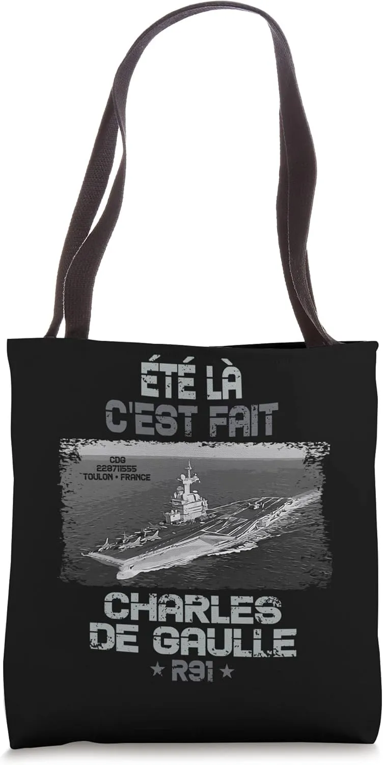 French Aircraft Carrier Charles de Gaulle R91 Military Tote Bag