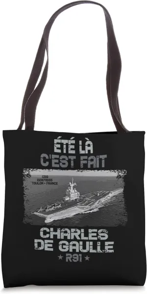 French Aircraft Carrier Charles de Gaulle R91 Military Tote Bag