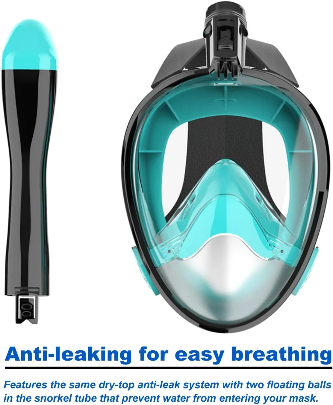 Full Face Snorkel Mask, Diving Mask for Kids and Adults,180° Panoramic View Snorkel Mask with Camera Mount, Safe Breathing, Anti-Leak&Anti-Fog