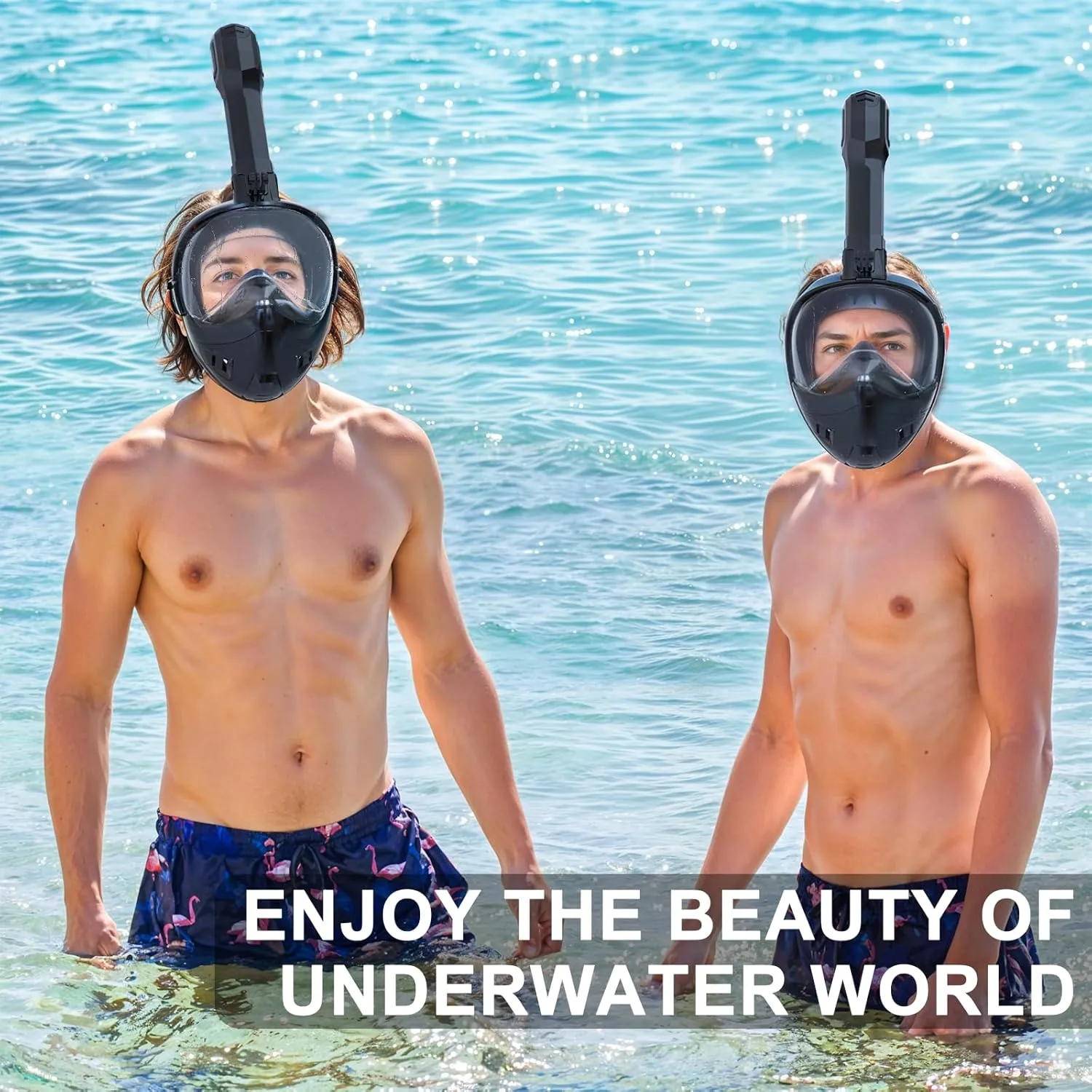 Full Face Snorkel Mask, Snorkeling Gear for Adults Kids with Latest Dry Top Breathing System and Detachable Camera Mount, with 180 Degree Panoramic View