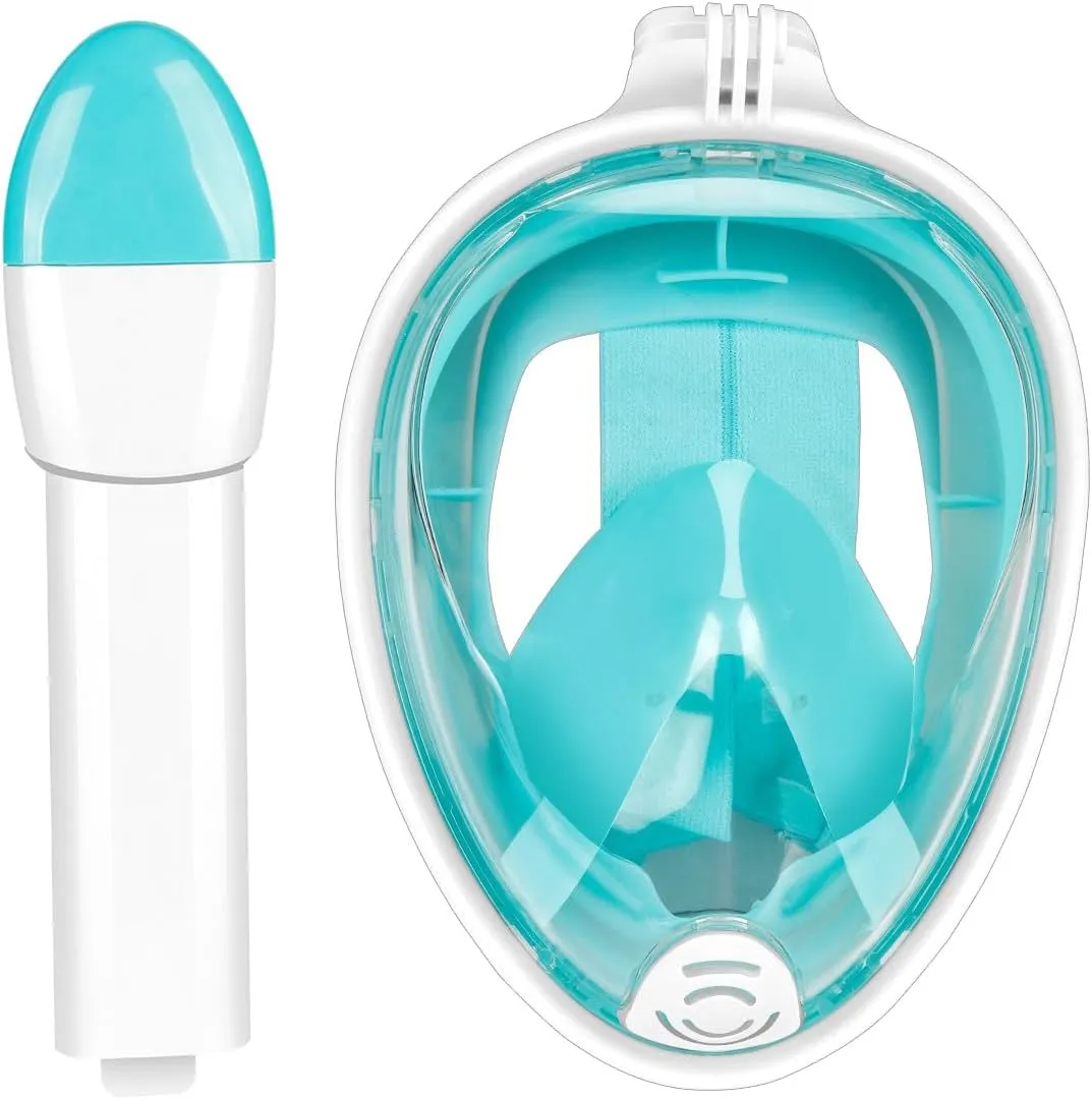 Full Face Snorkel Mask, Snorkeling Mask with Detachable Camera Mount, 180 Panoramic Anti-Fog Anti-Leak Diving Mask for Adult and Kids…