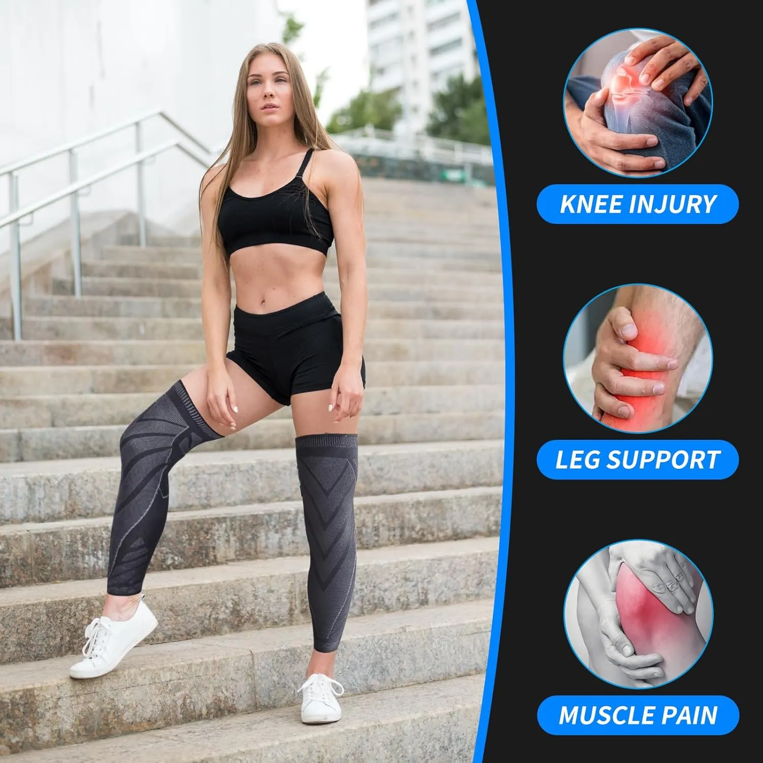 Full Leg Compression，Full leg sleeve long compression leg sleeve knee sleeve to protect legs for men and women basketball, arthritis cycling sports(2PCS) (XX-Large)