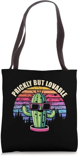 funny prickly but lovable cacti vintage sunset cactus plant Tote Bag