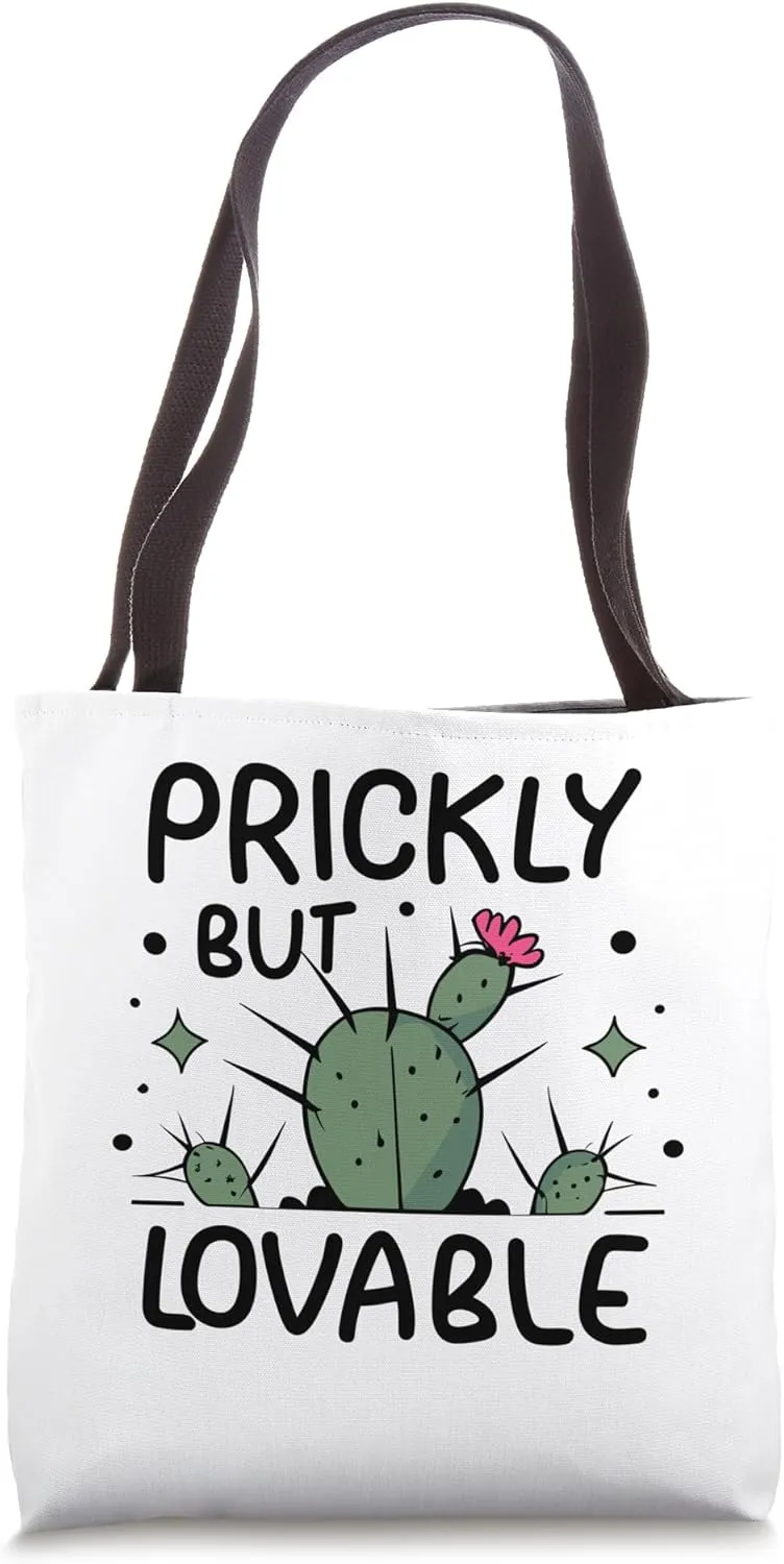 funny prickly but lovable cactus plant lovers cacti graphic Tote Bag