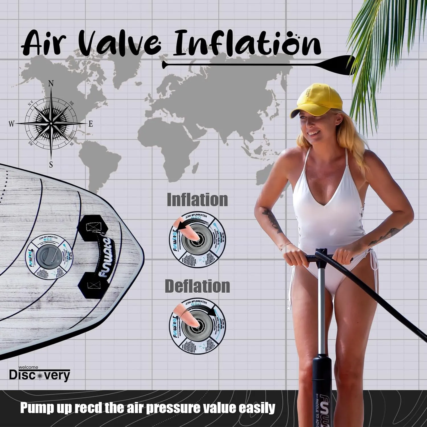 FunWater Inflatable Stand Up Paddle Board with Premium SUP Paddleboard Accessories, Wide Stable Anti-Slip EVA Deck, 11'/10'6" Paddle Boards for Adults & Youth of All Skill Levels