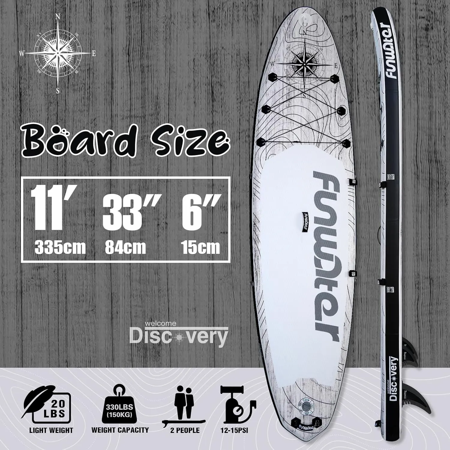 FunWater Inflatable Stand Up Paddle Board with Premium SUP Paddleboard Accessories, Wide Stable Anti-Slip EVA Deck, 11'/10'6" Paddle Boards for Adults & Youth of All Skill Levels