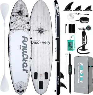 FunWater Inflatable Stand Up Paddle Board with Premium SUP Paddleboard Accessories, Wide Stable Anti-Slip EVA Deck, 11'/10'6" Paddle Boards for Adults & Youth of All Skill Levels
