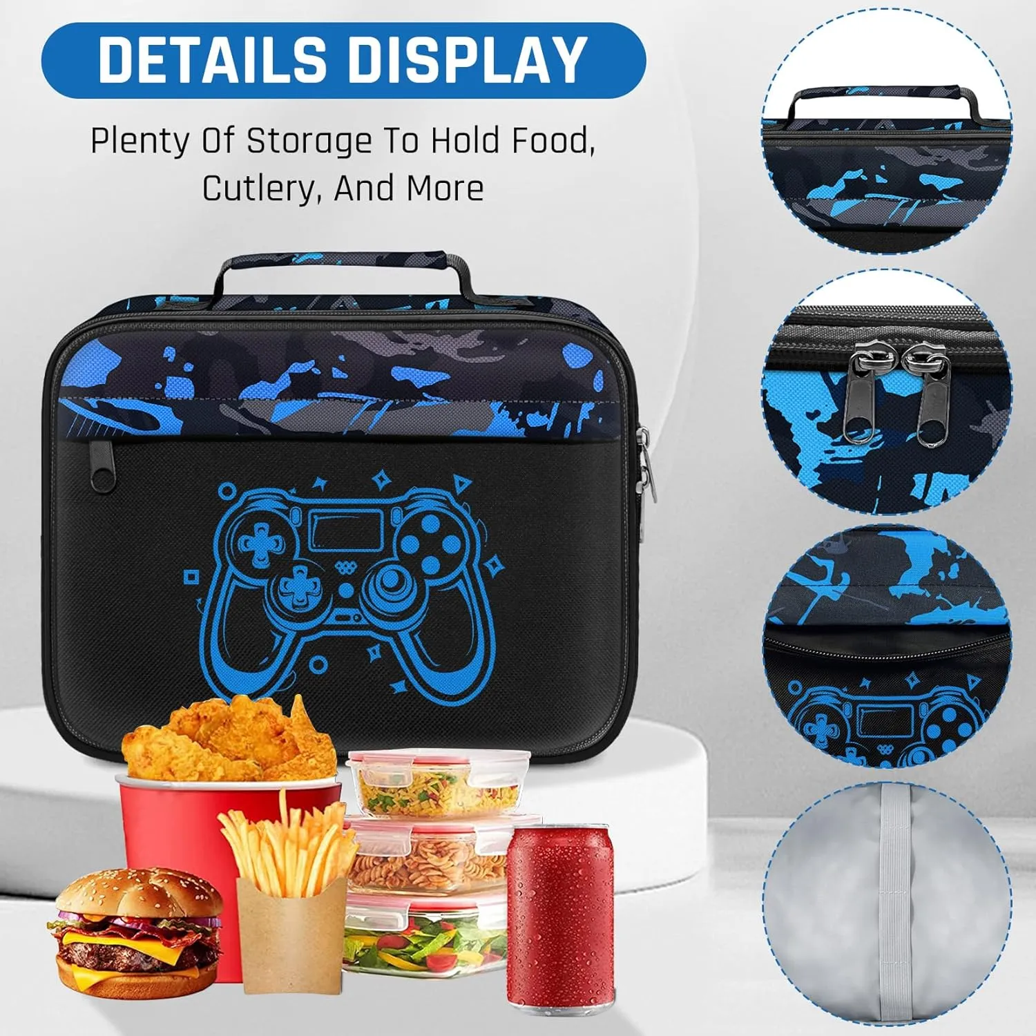 Gamer Rolling Backpack for Boys - 3PCS Boys Rolling Backpack with Lunch Box Set for Kids Children Teens Elementary Middle School,Glow in The Dark Roller Bookbag with Wheels for Age 6-18