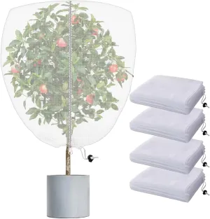 Garden Netting Covers for Plants 120cm x 150cm / 3.9ft*4.9ft PET Anti-Pest Bird Net with Zipper & Drawstring Blocks Squirrels, Birds, Aphids & Extreme Weather 4-Pack Berry Bush Protectors