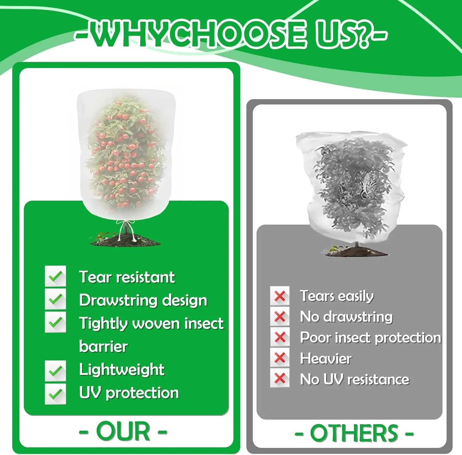 Garden Netting Covers for Plants 120cm x 150cm / 3.9ft*4.9ft PET Anti-Pest Bird Net with Zipper & Drawstring Blocks Squirrels, Birds, Aphids & Extreme Weather 4-Pack Berry Bush Protectors