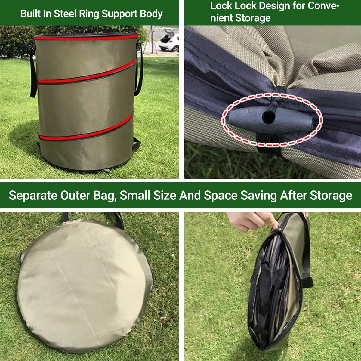 Garden Waste Bags, Heavy Duty Garden Refuse Bags with Handles, Reusable Green Garden Bin Bags, Pop Up Garden Rubbish Bags, Garden Sacks Ideal for Plant Waste Grass and Leaves,37.8l/10gal