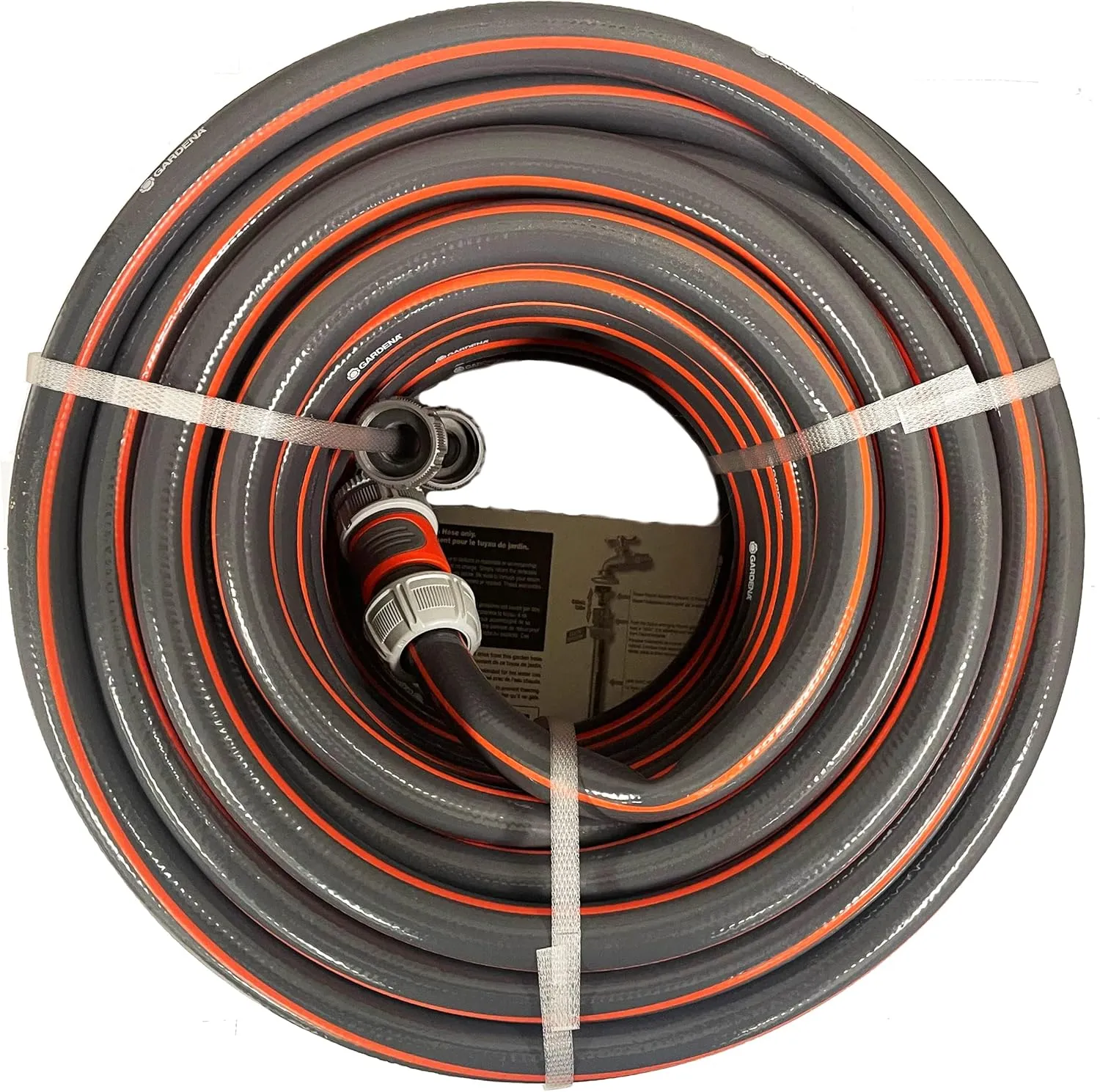 GARDENA (39100) 100 Foot 5/8" Heavy-Duty Quick Connect Hose, Heavy-Duty 5-Ply Design, Includes Quick Connectors and Adadpters, Kink-Resistant