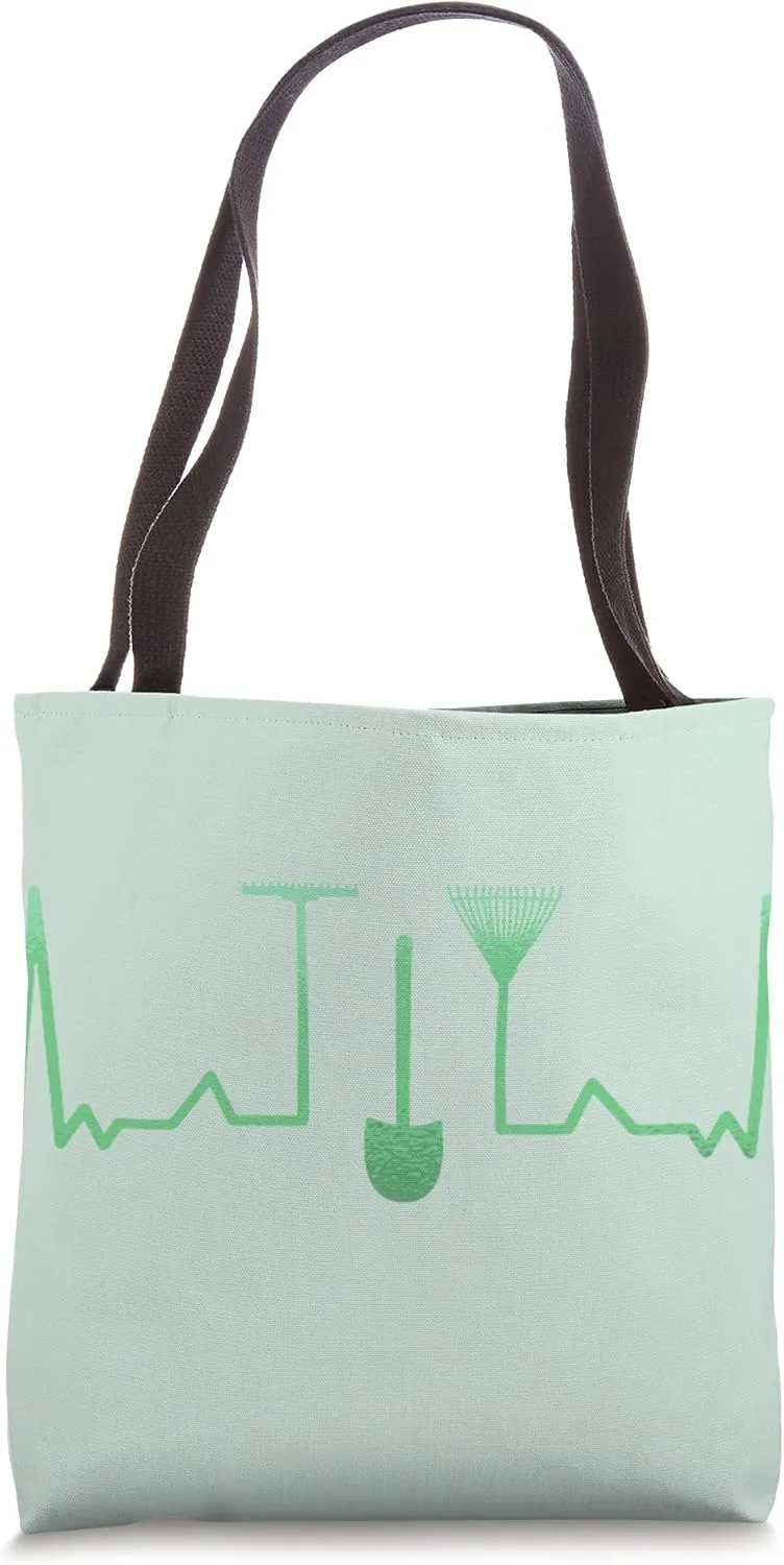 Gardening Heartbeat Funny Rake Lawn Care Gardener Tote Bag