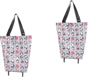 Gatuida 2pcs Shopping Bag with Wheels Go Cart Wagons Carts Foldable Folding Shopping Cart Hand Bags Rolling Tote with Wheels and Handle Tote Bag with Wheels Grocery Cart with Wheels Cloth