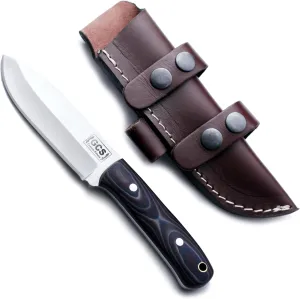 GCS Handmade Micarta Handle D2 Tool Steel Tactical Hunting Knife with leather sheath Full tang blade designed for Hunting & EDC GCS 185