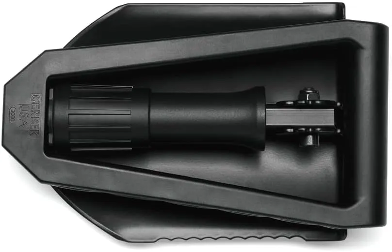 Gerber Gear Folding Spade E-Tool, Heavy-Duty Camping Shovel with Serrated Edge, Compact Survival Gear, Black