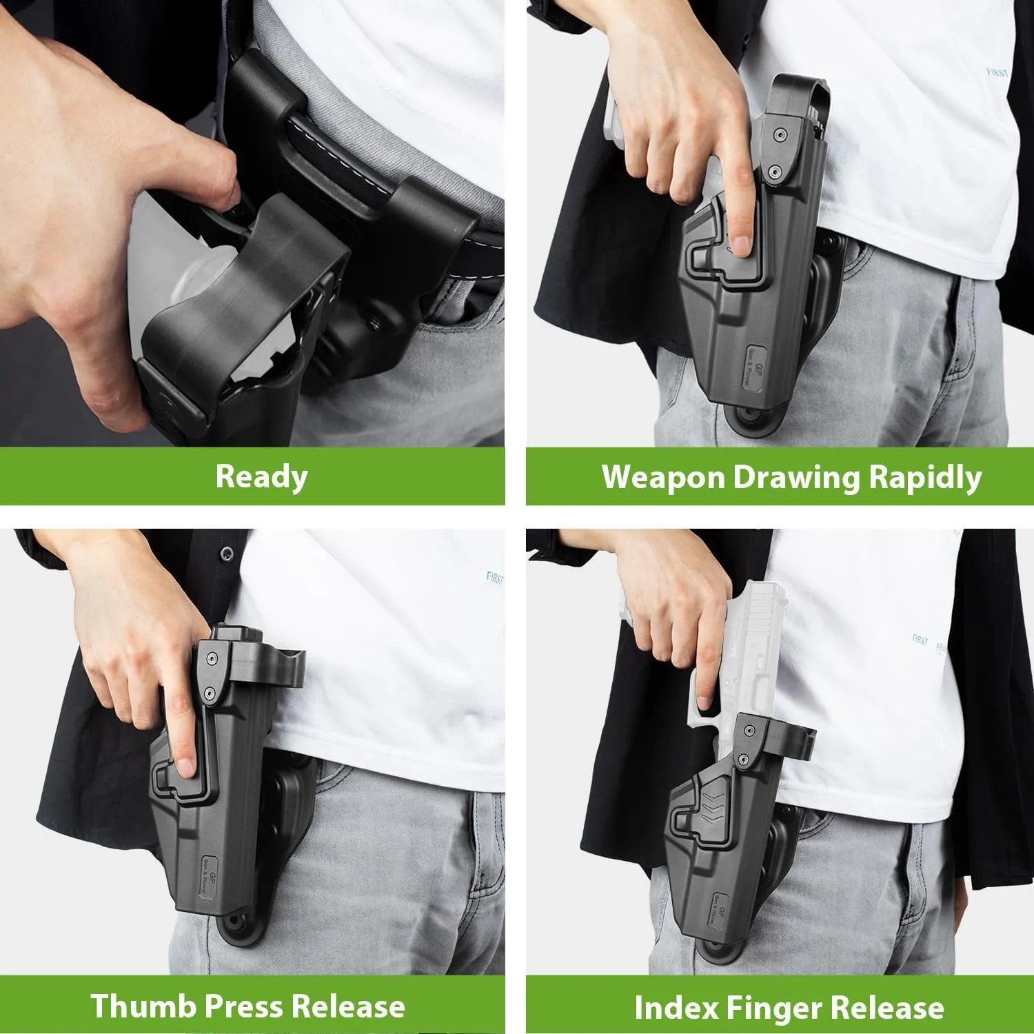 Glock 17/19/31/32 (Gen 1-5), G22/23 (Gen 1-4), G19X 44 45 Level II/III Retention Holster - Law Enforcement Duty Option