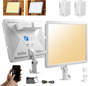 Godox P260C PRO 45W Bi-Color LED Light Panel – Ultra-Thin, 2800K-6500K CRI98  Dimmable DSLR Camera Soft Light with 2X NP-750 Batteries, NFC Auto Pairing for Photography Video Recording Live Streaming