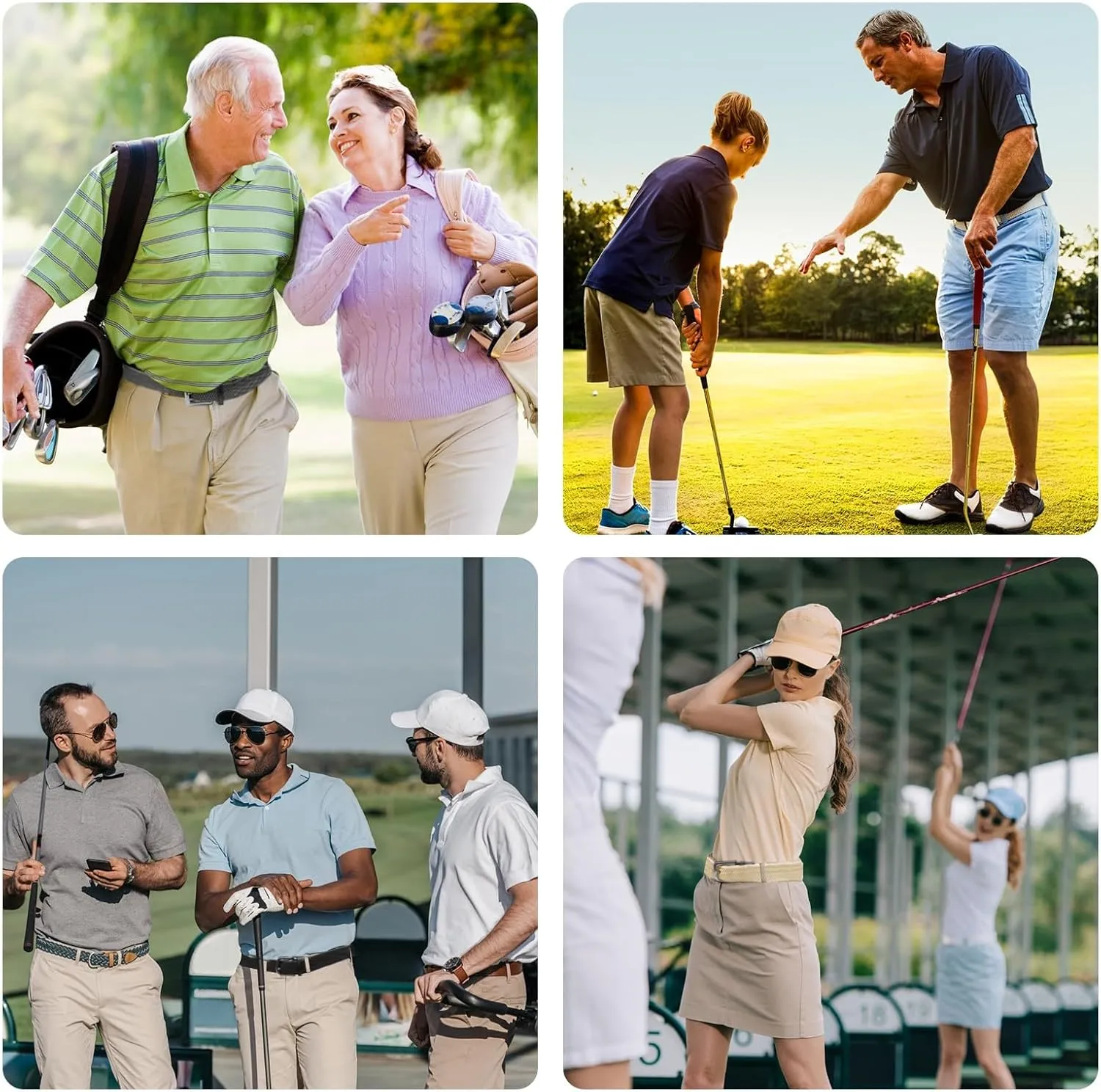 Golf Belts for Men Women 2/3 Pack Braided Elastic Fabric Stretch Canvas Woven Belt for Sports Hiking