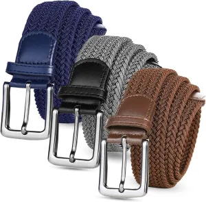 Golf Belts for Men Women 2/3 Pack Braided Elastic Fabric Stretch Canvas Woven Belt for Sports Hiking